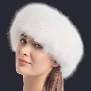 White Faux Fur Old Money Stretchy Headband/Earwarmer